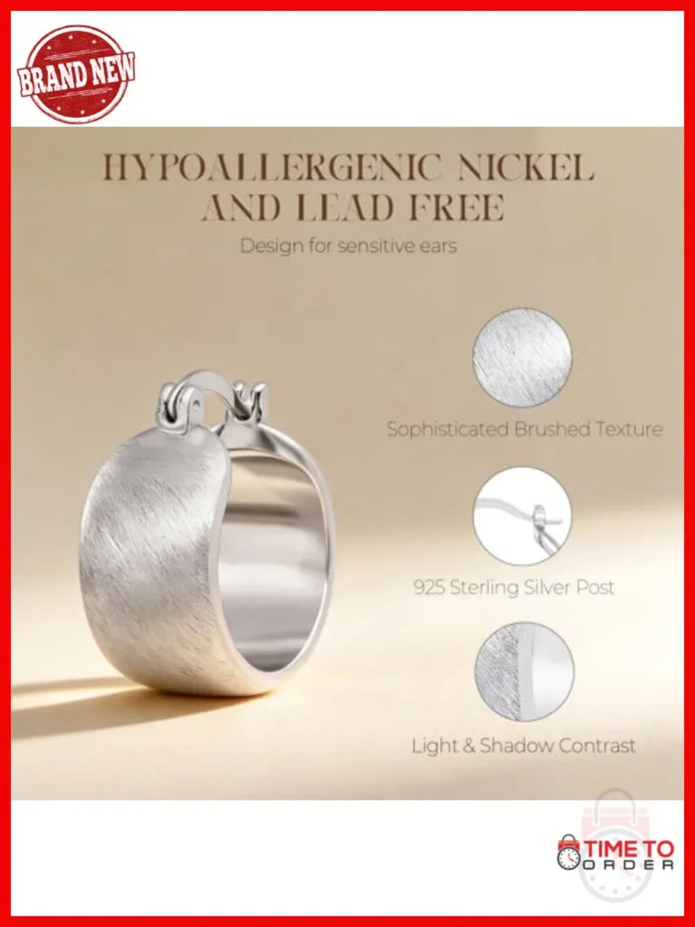 Small Hypoallergenic Hoop Earrings with S925 Silver Posts